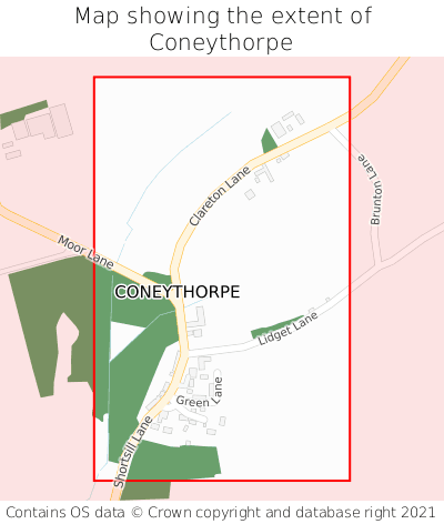 Map showing extent of Coneythorpe as bounding box