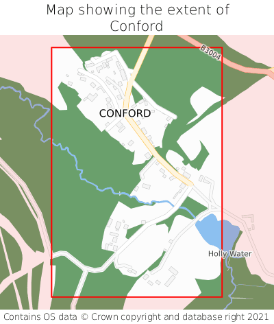 Map showing extent of Conford as bounding box