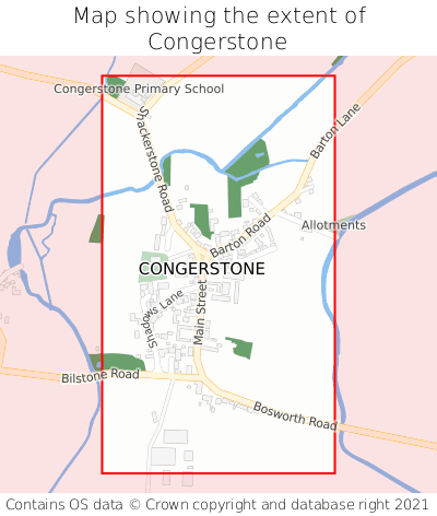 Map showing extent of Congerstone as bounding box