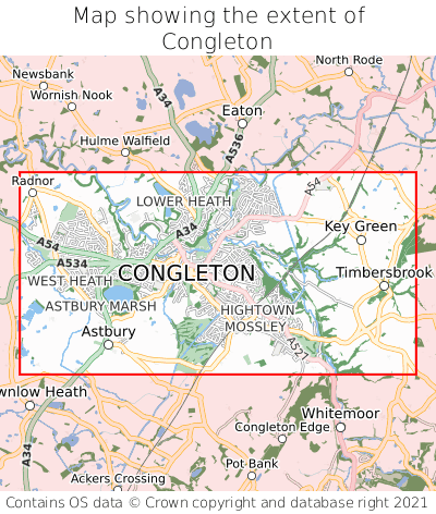 Map showing extent of Congleton as bounding box