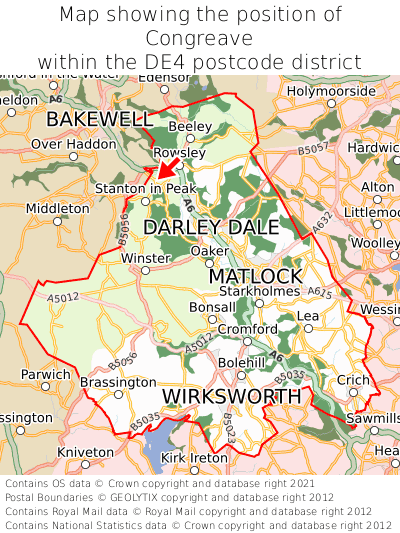 Map showing location of Congreave within DE4
