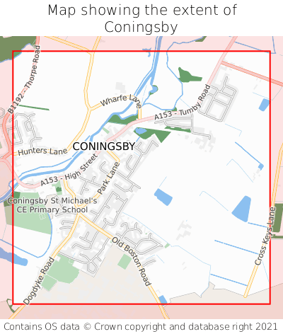 Map showing extent of Coningsby as bounding box