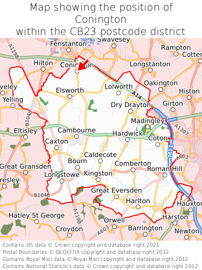 Map showing location of Conington within CB23