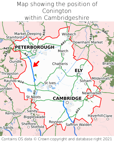 Map showing location of Conington within Cambridgeshire