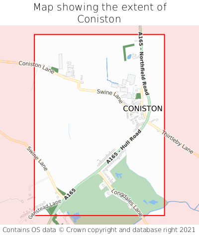 Map showing extent of Coniston as bounding box