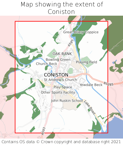 Map showing extent of Coniston as bounding box