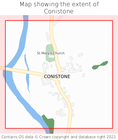Map showing extent of Conistone as bounding box