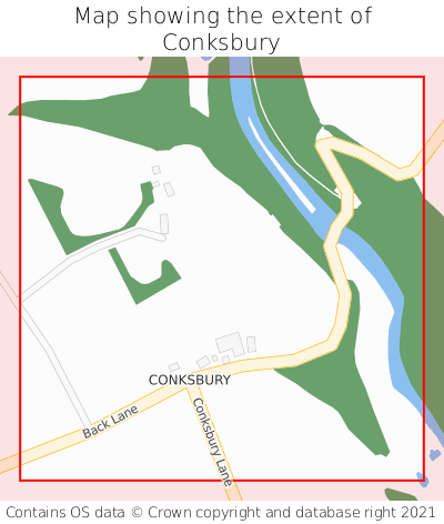 Map showing extent of Conksbury as bounding box