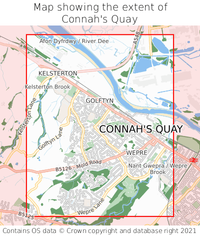 Map showing extent of Connah's Quay as bounding box