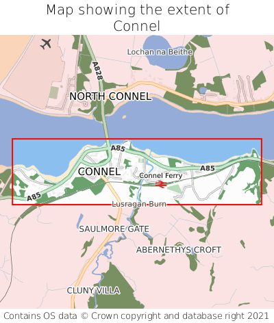 Map showing extent of Connel as bounding box