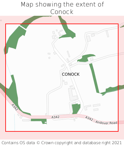 Map showing extent of Conock as bounding box