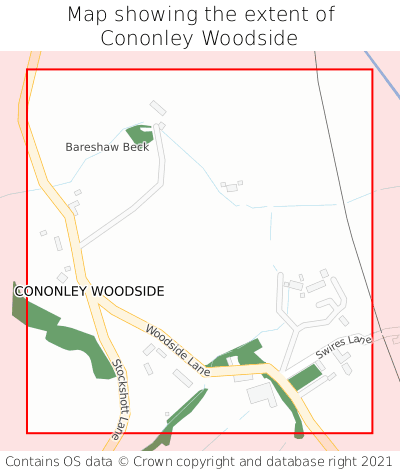 Map showing extent of Cononley Woodside as bounding box