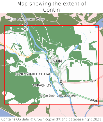 Map showing extent of Contin as bounding box
