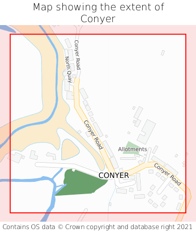Map showing extent of Conyer as bounding box