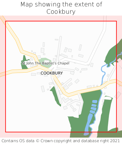 Map showing extent of Cookbury as bounding box