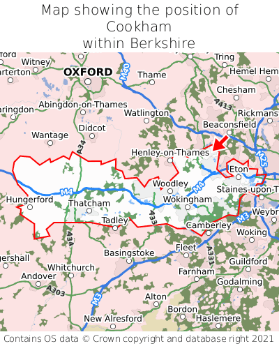Map showing location of Cookham within Berkshire