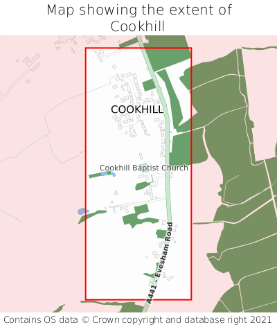 Map showing extent of Cookhill as bounding box