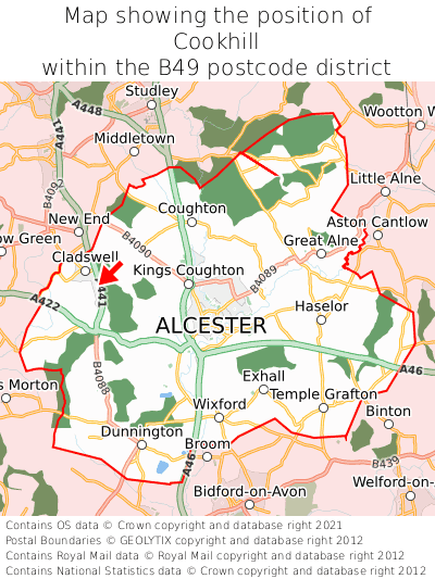 Map showing location of Cookhill within B49