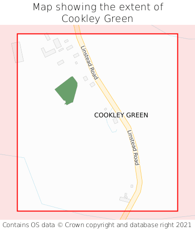 Map showing extent of Cookley Green as bounding box