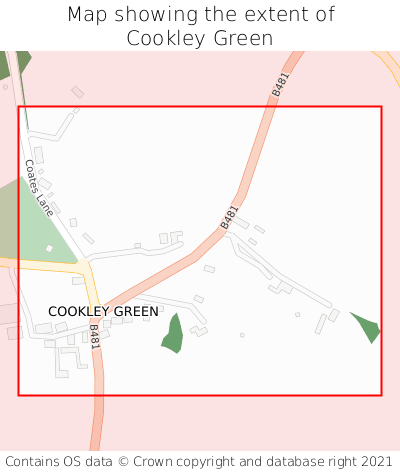 Map showing extent of Cookley Green as bounding box