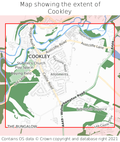 Map showing extent of Cookley as bounding box