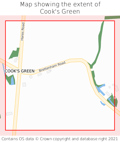 Map showing extent of Cook's Green as bounding box