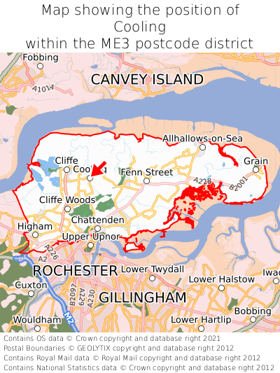 Map showing location of Cooling within ME3