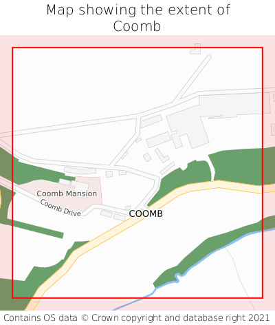 Map showing extent of Coomb as bounding box