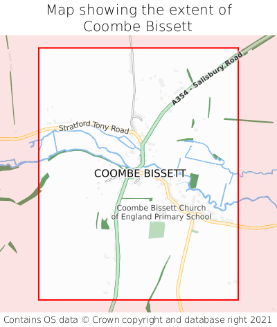 Map showing extent of Coombe Bissett as bounding box