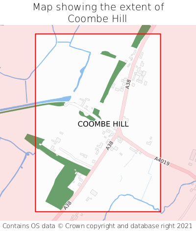 Map showing extent of Coombe Hill as bounding box