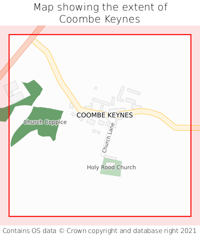 Map showing extent of Coombe Keynes as bounding box