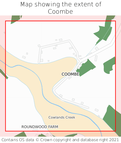 Map showing extent of Coombe as bounding box