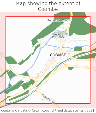Map showing extent of Coombe as bounding box