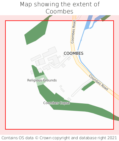 Map showing extent of Coombes as bounding box