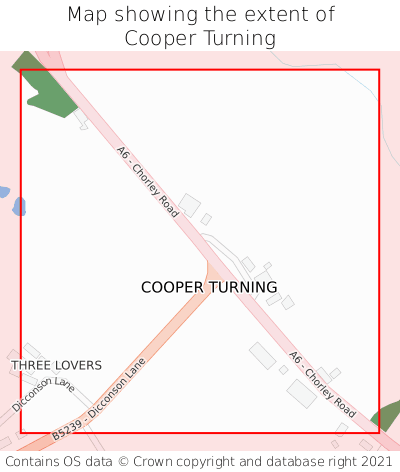 Map showing extent of Cooper Turning as bounding box