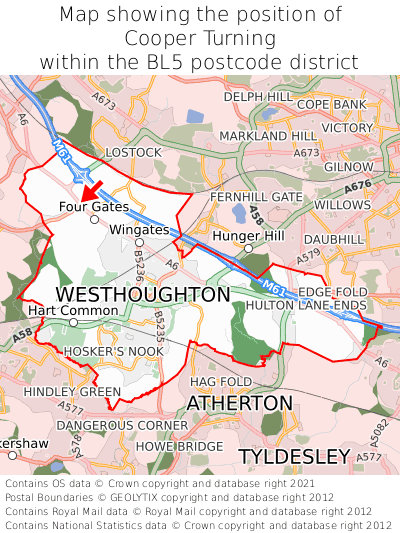 Map showing location of Cooper Turning within BL5