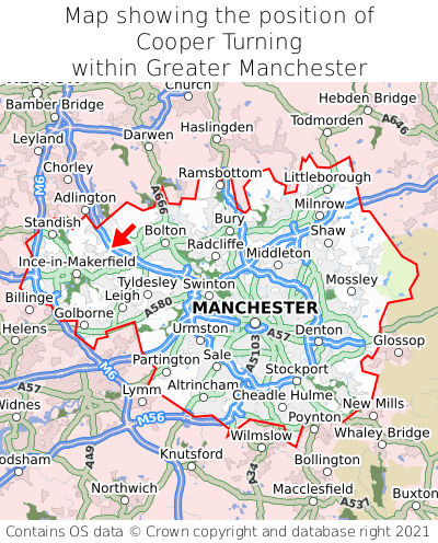 Map showing location of Cooper Turning within Greater Manchester
