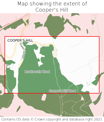 Map showing extent of Cooper's Hill as bounding box