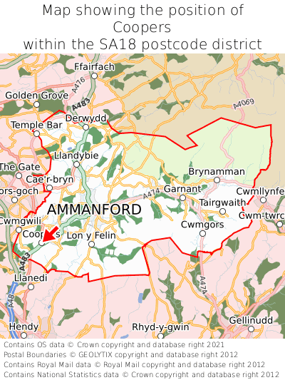 Map showing location of Coopers within SA18