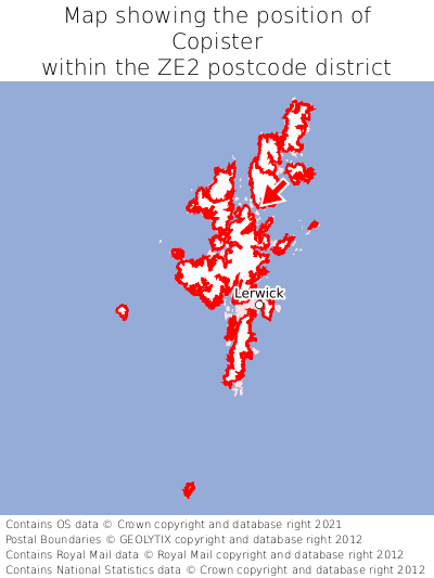 Map showing location of Copister within ZE2