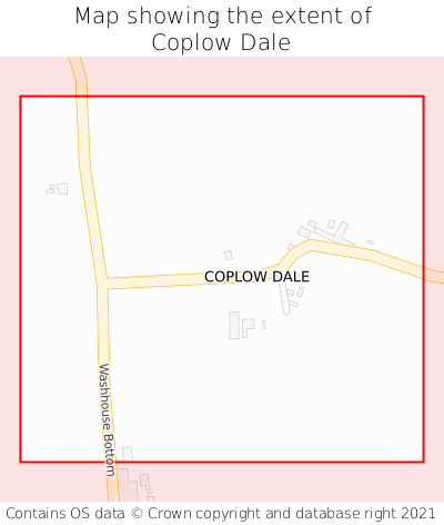 Map showing extent of Coplow Dale as bounding box