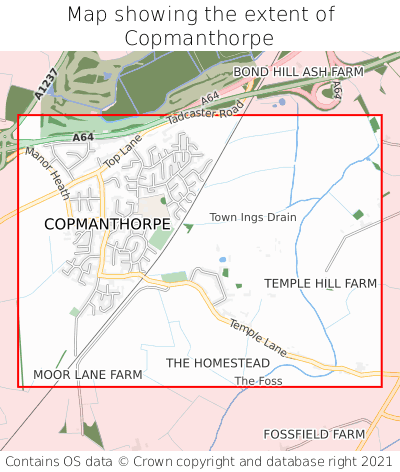 Map showing extent of Copmanthorpe as bounding box