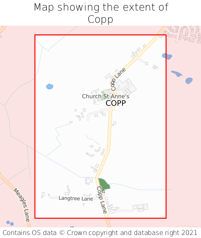 Map showing extent of Copp as bounding box