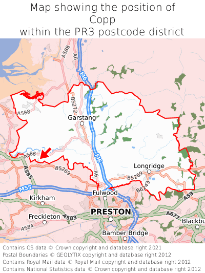 Map showing location of Copp within PR3