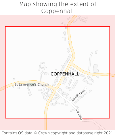 Map showing extent of Coppenhall as bounding box