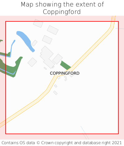 Map showing extent of Coppingford as bounding box