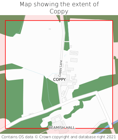 Map showing extent of Coppy as bounding box