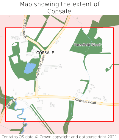 Map showing extent of Copsale as bounding box