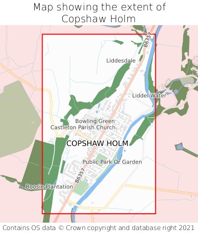 Map showing extent of Copshaw Holm as bounding box
