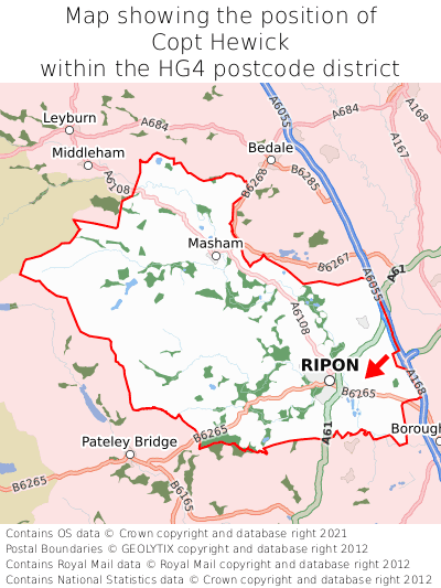 Map showing location of Copt Hewick within HG4